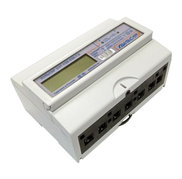 Трехфазный счетчик электроэнергии «Пульсар 3/3Т» RS-485, 10/100А, без кнопки